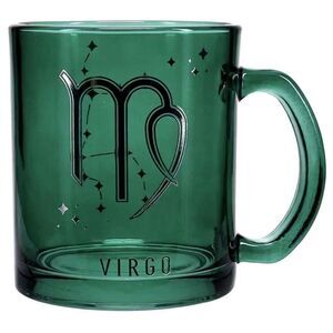 New Mug Glass Coffee Virgo Zodiac Green Transparent Silver Star Constellation